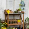 Wooden potting table with zinc plated worktop, nordic brown - Image 4