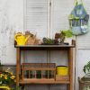 Wooden potting table with zinc plated worktop, nordic brown - Image 3