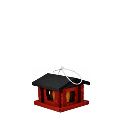 Bird Feeder Classic Loghouse, small, red — white 1x1