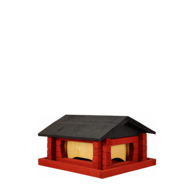Bird Feeder Classic Loghouse, medium, red — white 1x1