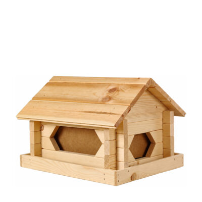 Bird Feeder Classic Loghouse, extra large, natural — white 1x1