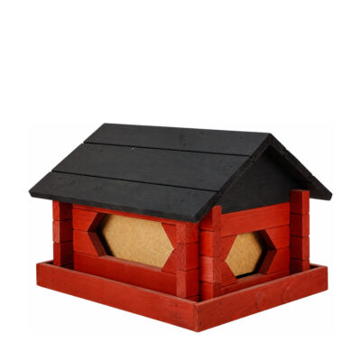 Bird Feeder Classic Loghouse, extra large, red — white 1x1