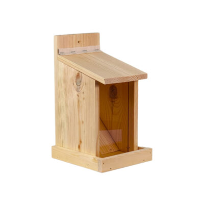 Bird feeder with plexi glass, openable roof, natural — white 1x1
