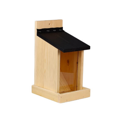 Bird feeder with plexi glass, openable roof, black roof — white 1x1