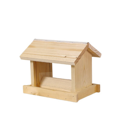 Bird feeder two sided with plexi glass, openable roof, natural — white 1x1
