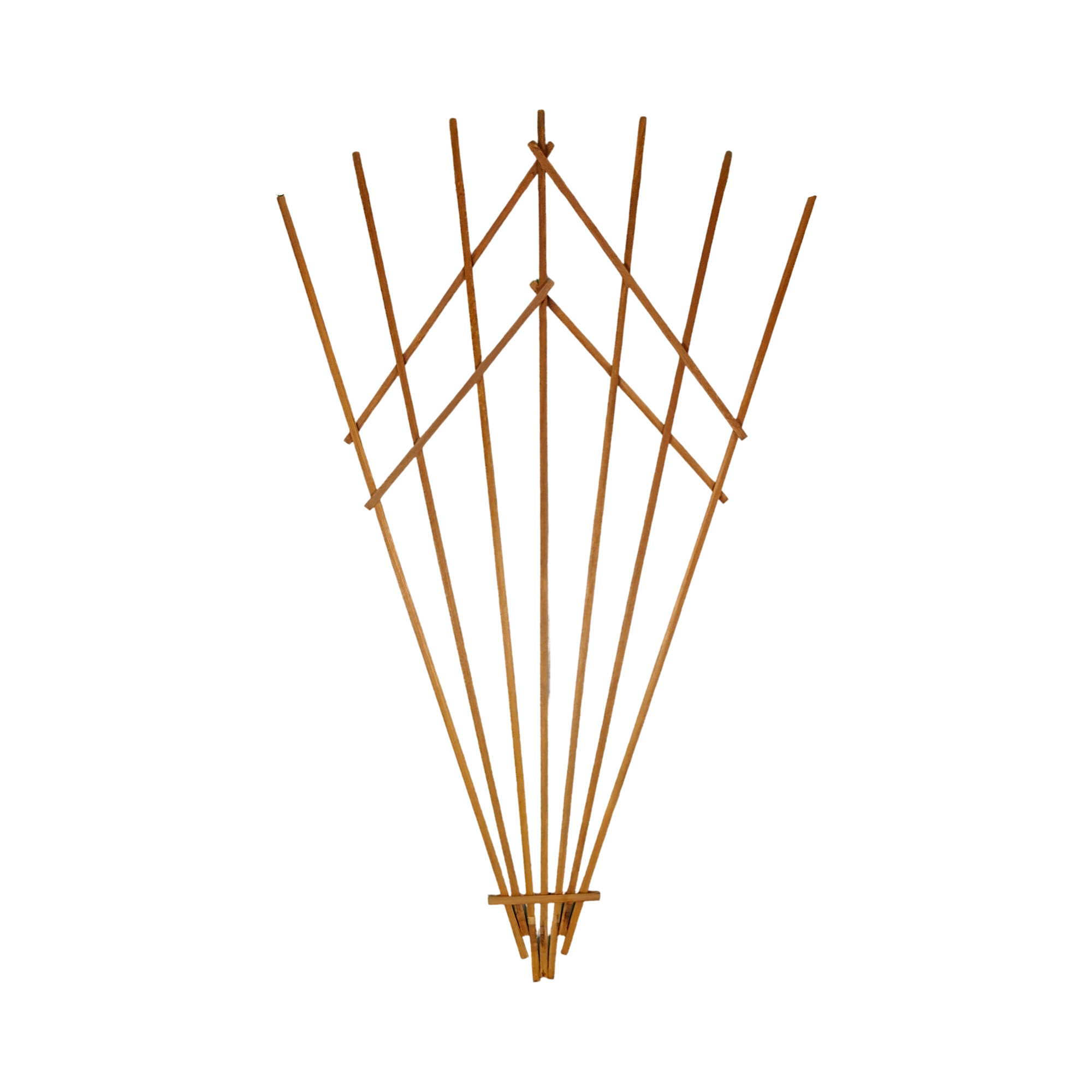 Folding wooden fan-shaped flower trellis, large, nordic brown, size 100 x 200 cm — white 1x1