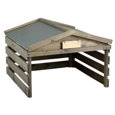 Robotic lawn mower garage with metal roof, gray/gray